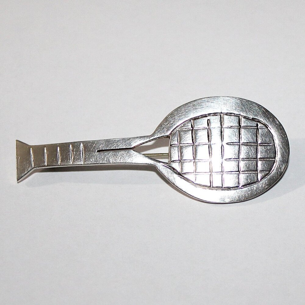 Vintage Sterling Silver Taxco Mexico Tennis Racquet Brooch 12 Grams